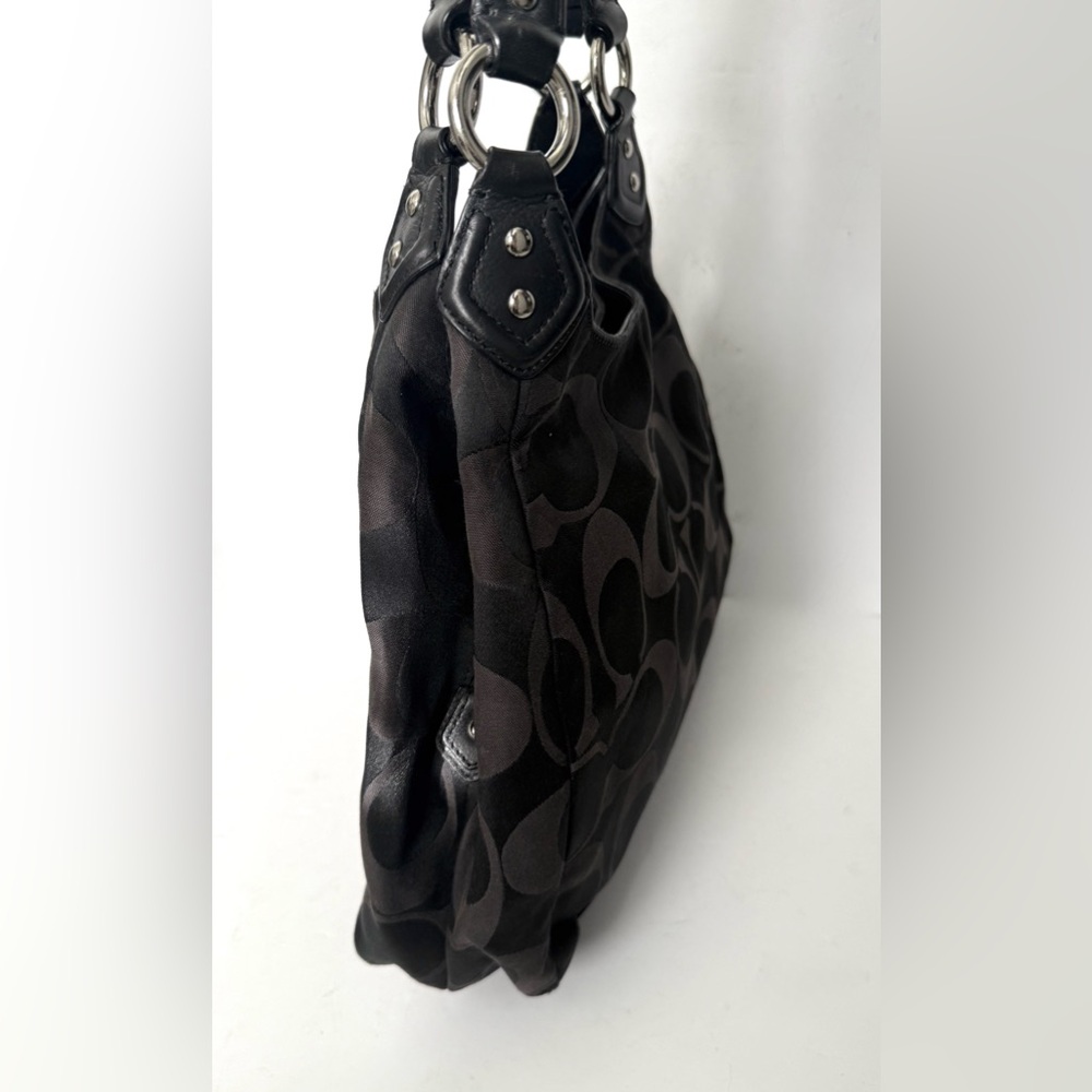Coach Signature Canvas Campbell Leather Shoulder Bag Hobo Buckle Pocket Y2K - Picture 5 of 9